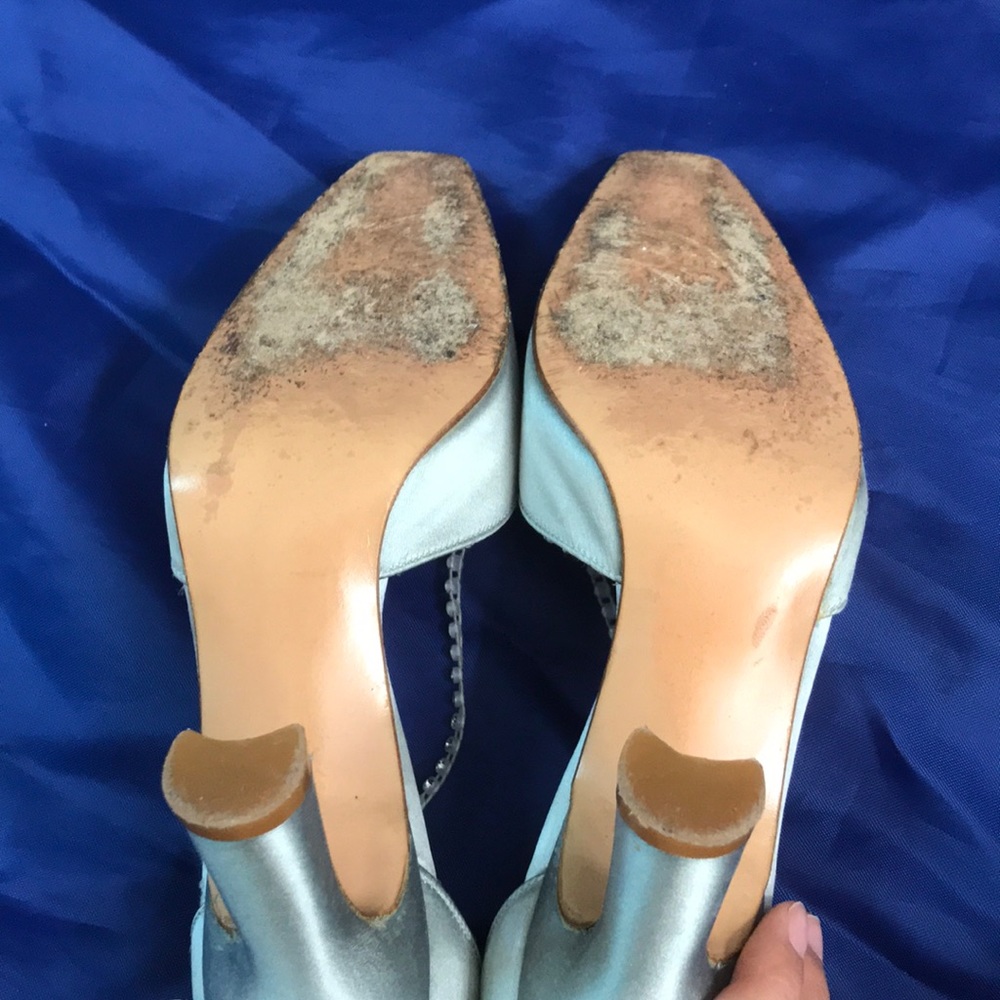 Vintage Stuart Weitzman Satin Heels With Beads - Picture 6 of 11
